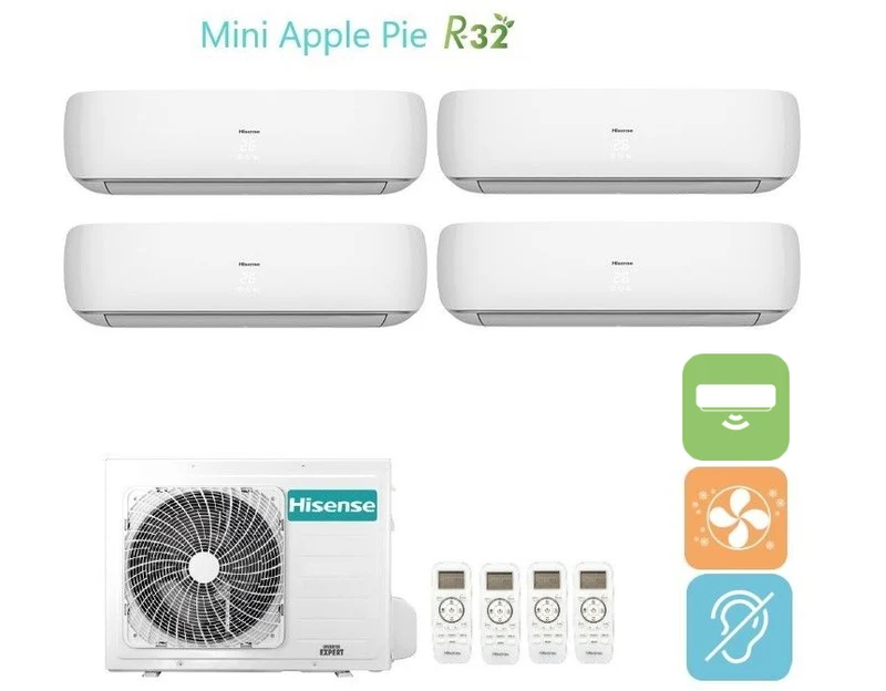 Climatiseur Hisense Quadri Split Inverter série MINI APPLE PIE 9+12+12+12 avec 4AMW105U4RAA R-32 Wi-Fi en option 9000+12000+12000+12000