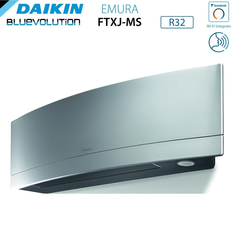 Climatiseur quadri-split inverter Daikin Bluevolution Quadri EMURA SILVER série 9+9+9+12 avec 4MXM80N R-32, Wi-Fi intégré, 9000+9000+9000+12000 BTU, couleur argent - Garantie italienne