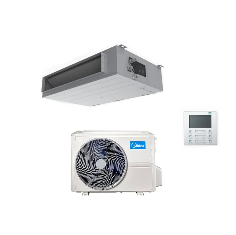 Climatiseur gainable Midea Inverter 18 000 BTU R-32 MTIU-18FNXD0 avec commande filaire, classe énergétique A++ et Wi-Fi en option.