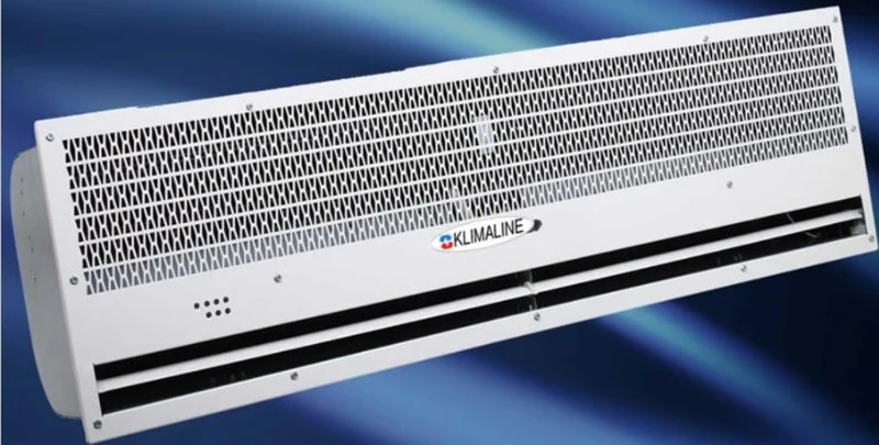 Rideau d'air intégré Klimaline 150 cm avec télécommande, 2 vitesses, blanc caché, avec résistance