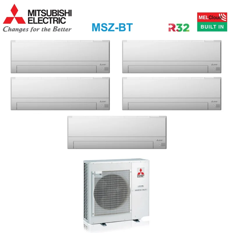 Climatiseur split pent-split Mitsubishi Electric MSZ-BT 7+9+12+12+12 avec Wi-Fi intégré MXZ-5F102VF