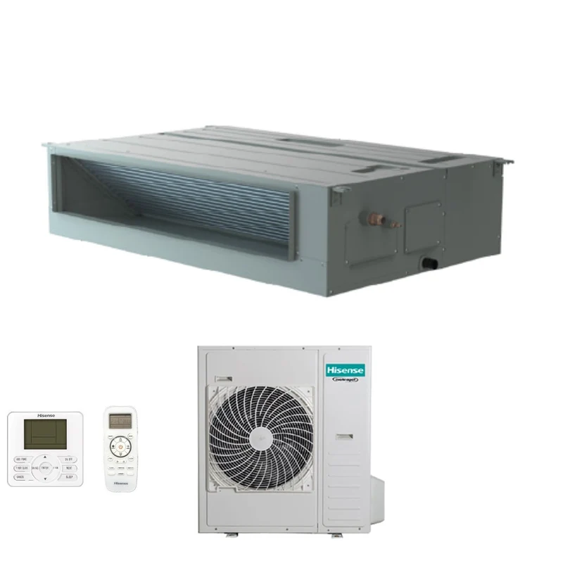 Climatiseur gainable Hisense Inverter 42 000 BTU AUD125UX4RHH5 R-32 avec Wi-Fi en option, télécommande standard et filaire - Neuf