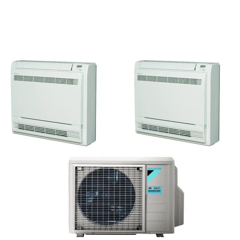 Climatiseur Daikin Bluevolution FVXM-F série 9+12, montage au sol, double split inverter, avec 2MXM50A R-32, Wi-Fi en option, télécommande infrarouge incluse, garantie italienne 9000+12000 heures.