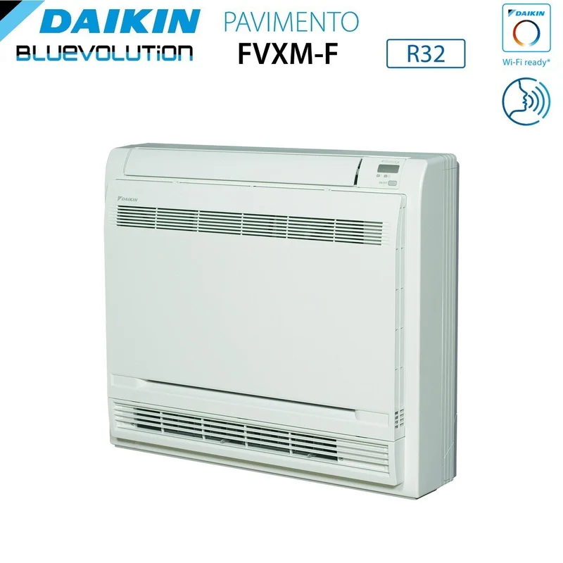 Climatiseur Daikin Bluevolution FVXM-F série 9+12, montage au sol, double split inverter, avec 2MXM50A R-32, Wi-Fi en option, télécommande infrarouge incluse, garantie italienne 9000+12000 heures.