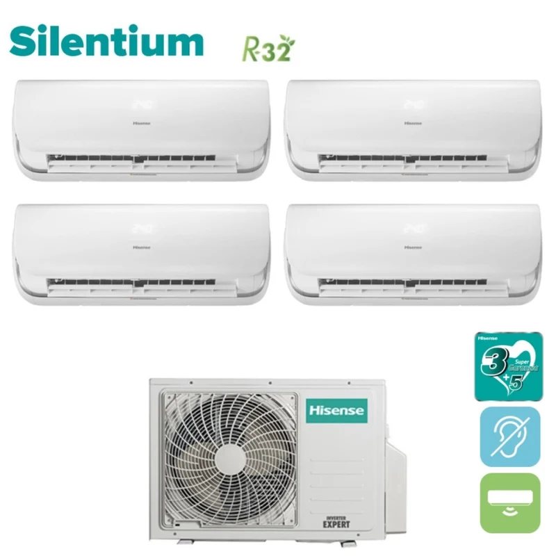Hisense – panneaux de climatiseur divisés, série SILENTIUM 9 + 9 + 12 + 12 avec 4AMW105U4RAA R-32, Wi-Fi intégré 9000 + 9000 + 12000 + 12000