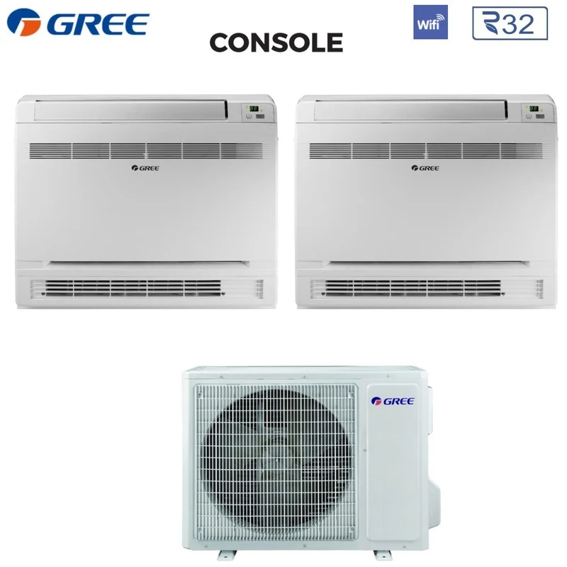 Climatiseur console Gree Dual Split Inverter 9+12 avec GWHD14NK6KO R-32 et Wi-Fi intégré 9000+12000