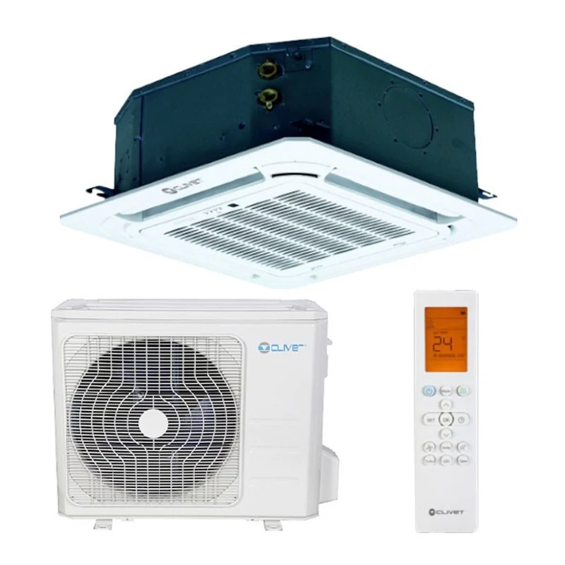 Climatiseur cassette 950x950 Clivet Inverter série BOX2 24000 BTU IA3-XY 70M avec R-32, A++, Wi-Fi, grille en option