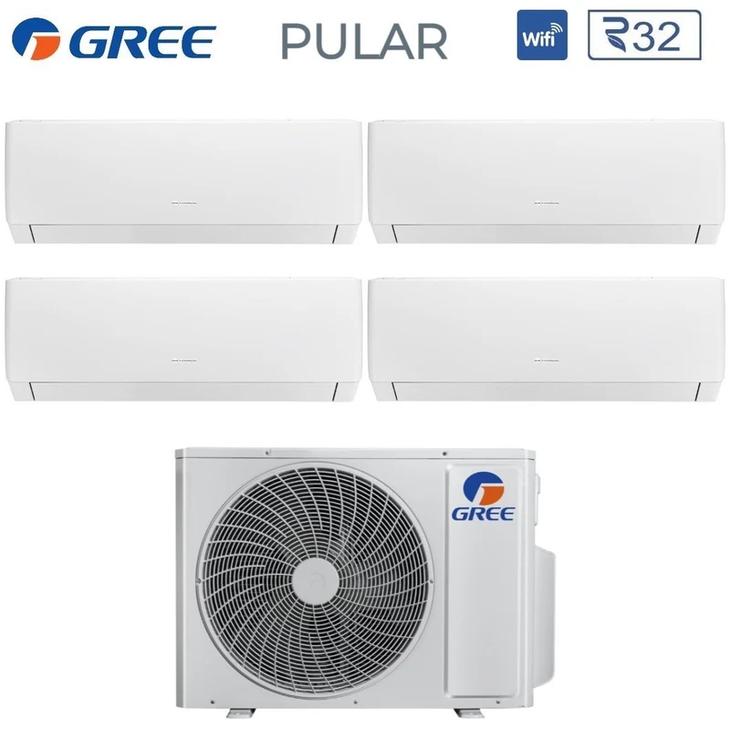 Climatiseur Gree Quadri Split Inverter série PULAR 7+9+9+24 avec GWHD(36)NK6OO R-32 Wi-Fi intégré 7000+9000+9000+24000