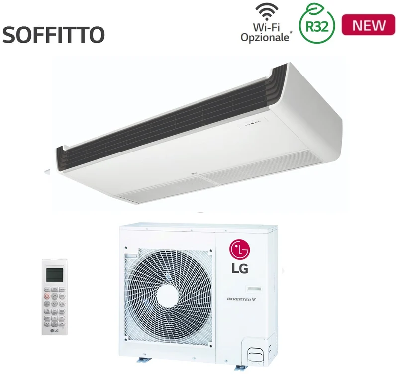 Climatiseur de plafond LG Inverter 24 000 BTU UV24F R-32 avec Wi-Fi en option et télécommande incluse - Neuf