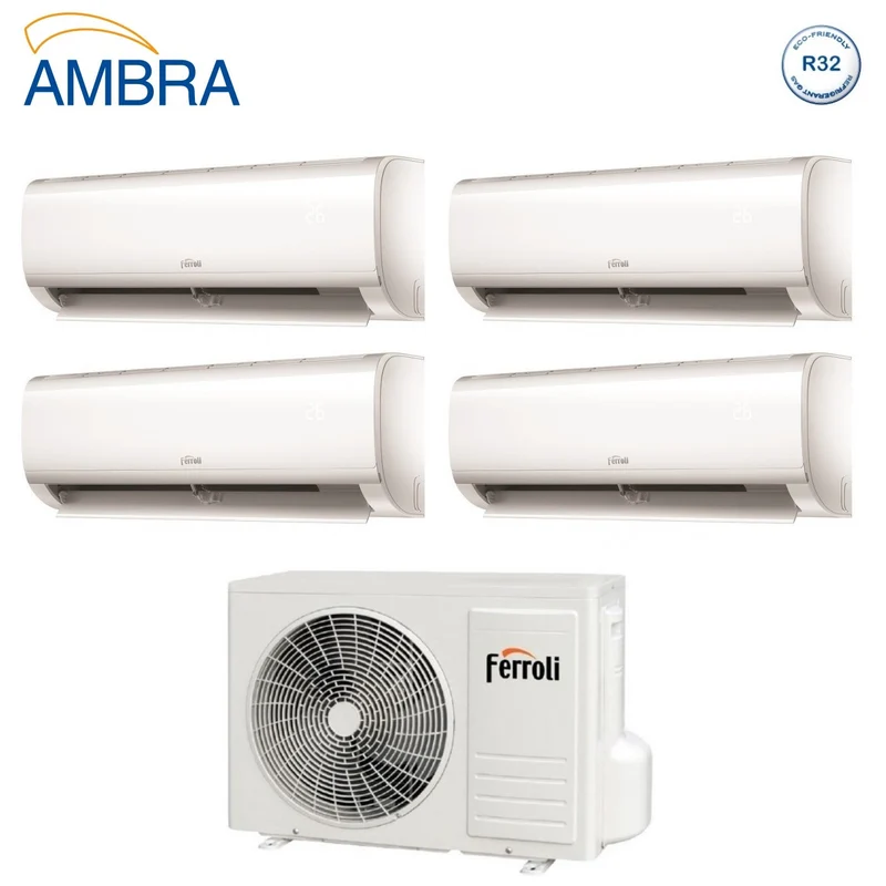 Climatiseur quadri-split inverter Ferroli AMBRA série M 7+7+7+9 avec 28-4 R-32 et Wi-Fi intégré 7000+7000+7000+9000 - Neuf
