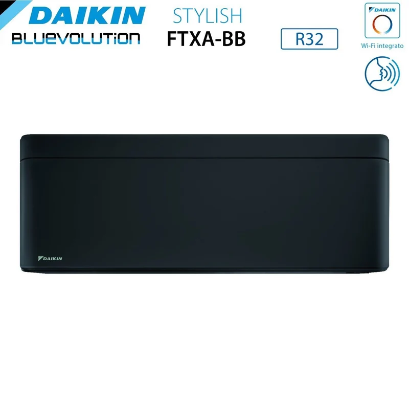 Climatiseur quadri-split inverter Daikin Bluevolution Quadri STYLISH TOTAL BLACK série 9+9+12+12 avec 4MXM80N R-32, Wi-Fi intégré, 9000+9000+12000+12000, couleur noire - Garantie italienne