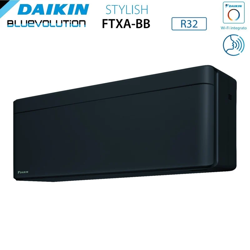Climatiseur quadri-split inverter Daikin Bluevolution Quadri STYLISH TOTAL BLACK série 9+9+12+12 avec 4MXM80N R-32, Wi-Fi intégré, 9000+9000+12000+12000, couleur noire - Garantie italienne