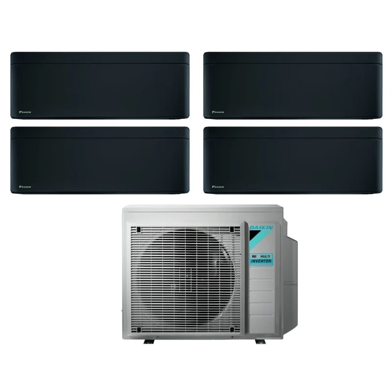 Climatiseur quadri-split inverter Daikin Bluevolution Quadri STYLISH TOTAL BLACK série 9+9+12+12 avec 4MXM80N R-32, Wi-Fi intégré, 9000+9000+12000+12000, couleur noire - Garantie italienne