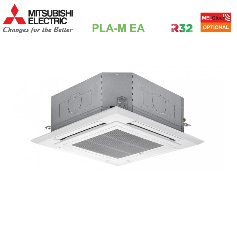Climatiseur cassette 4 voies Mitsubishi Electric 90x90 48000 Btu PLA-M140EA + PUZ-M140VKA monophasé R-32 Wi-Fi en option avec grille incluse