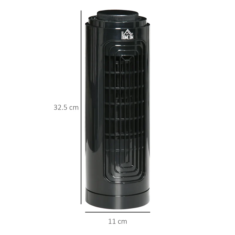 Ventilateur à colonne oscillant Easycomfort à 3 vitesses, silencieux, en ABS et cuivre, Ø 11 x 32,5 cm, noir