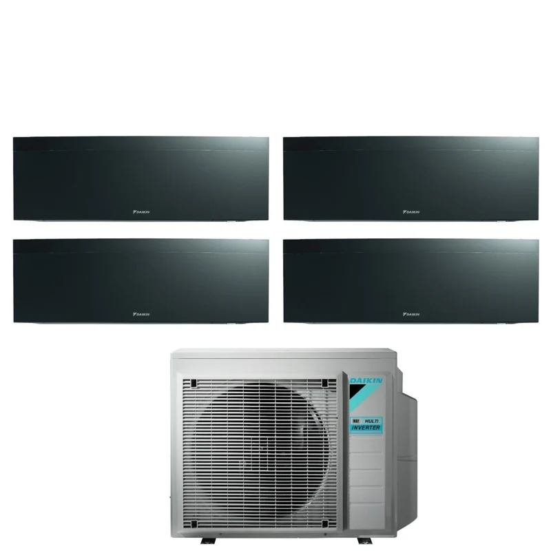 Climatiseur quadri-split inverter Daikin Bluevolution Quadri EMURA BLACK III série 7+9+9+12 avec 4MXM68N R-32, Wi-Fi intégré, puissance 7000+9000+9000+12000 BTU, couleur noire - Garantie italienne