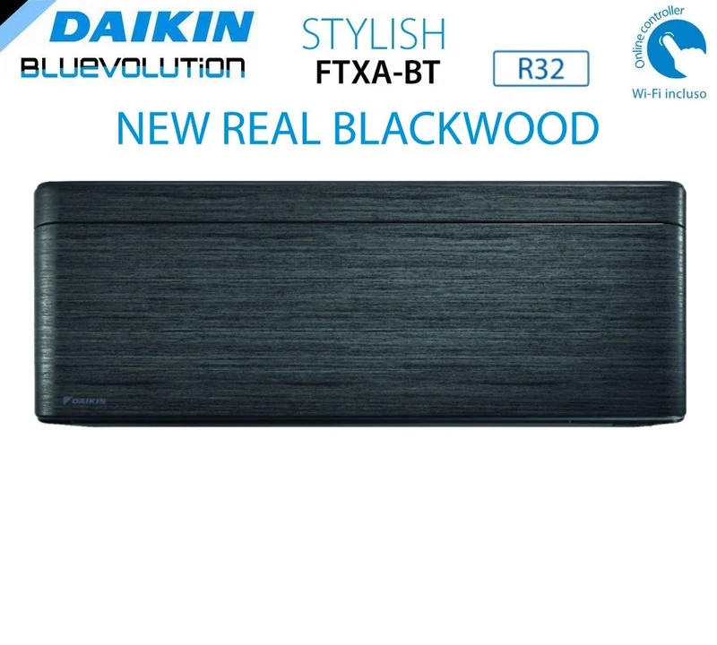 Climatiseur penta-split inverter Daikin Bluevolution Penta FTXA-BT STYLISH REAL BLACKWOOD 7+9+9+9+12 avec 5MXM90N R-32, Wi-Fi intégré, 7000+9000+9000+9000+12000 BTU, couleur bois noir - Garantie italienne