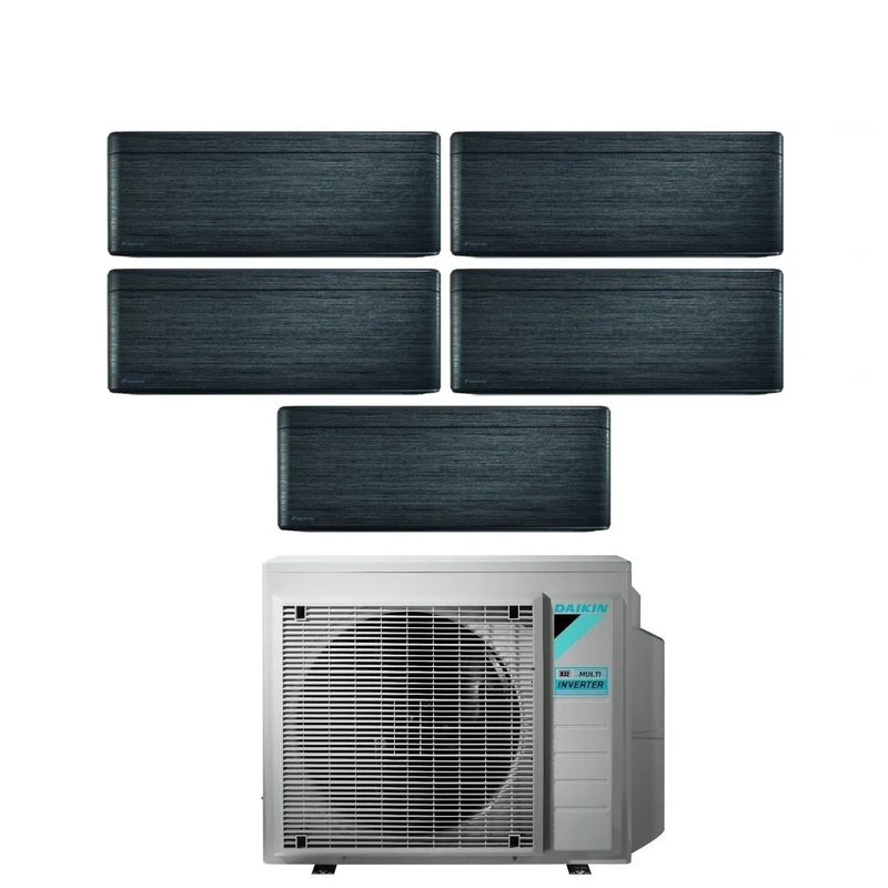 Climatiseur penta-split inverter Daikin Bluevolution Penta FTXA-BT STYLISH REAL BLACKWOOD 7+9+9+9+12 avec 5MXM90N R-32, Wi-Fi intégré, 7000+9000+9000+9000+12000 BTU, couleur bois noir - Garantie italienne