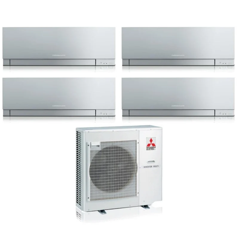 Climatiseur Mitsubishi Electric Quadri Split Inverter série KIRIGAMINE ZEN SILVER MSZ-EF 7+9+12+15 avec MXZ-4F72VF R-32 Wi-Fi intégré Couleur argent 7000+9000+12000+15000