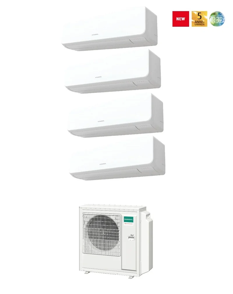 Climatiseur quadri-split inverter quadripolaire Fujitsu General KMTA 7+7+7+12 avec AOHG30KBTA4 R-32 - NOUVEAU Wi-Fi en option