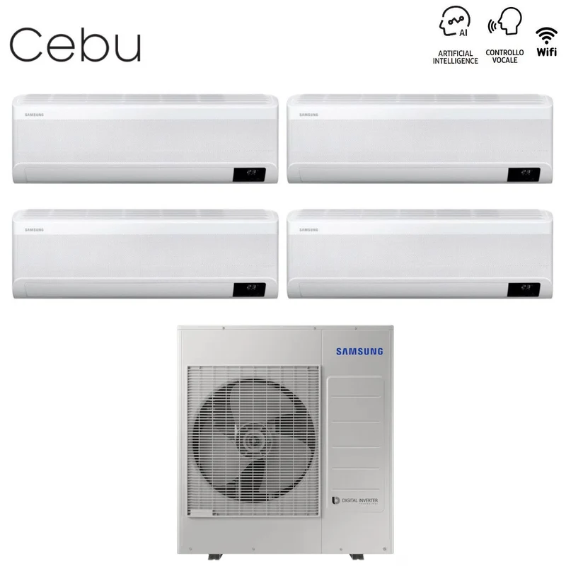 Climatiseur quadri-split inverter Samsung CEBU série 9+9+9+12 avec AJ100TXJ5KG R-32 et Wi-Fi intégré 9000+9000+9000+12000