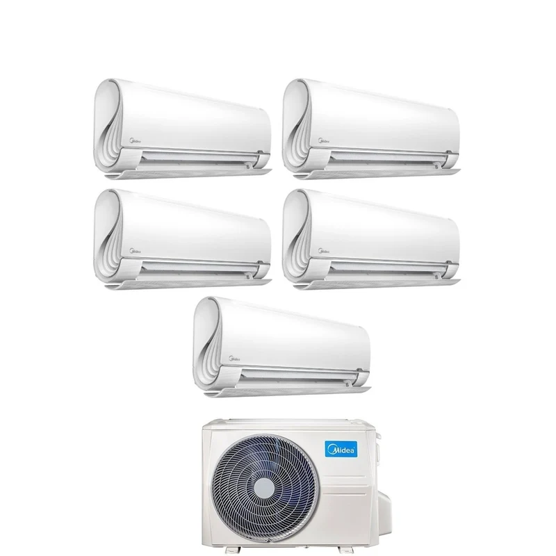 Climatiseur penta-split -inverter Midea BreezeleSS+ série 9+9+9+12+12 avec Wi-Fi intégré M5O-42FN8-Q R-32 9000+9000+9000+12000+12000 - Neuf