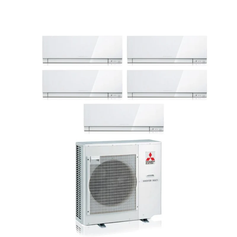 Climatiseur penta-split inverter Mitsubishi Electric Penta KIRIGAMINE ZEN WHITE série MSZ-EF 7+12+12+12+12 avec MXZ-5F102VF R-32 Wi-Fi intégré Couleur blanche 7000+12000+12000+12000+12000