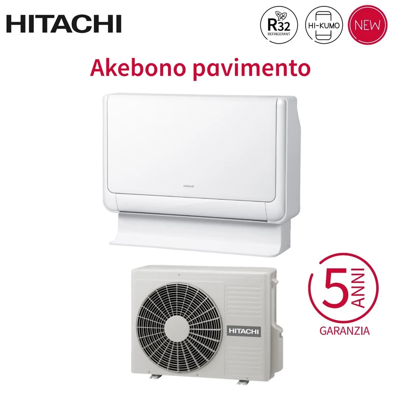 Climatiseur Hitachi Akebono série RAF-25RXE R-32 Inverter, montage au sol, 9000 BTU, avec Wi-Fi en option - Neuf