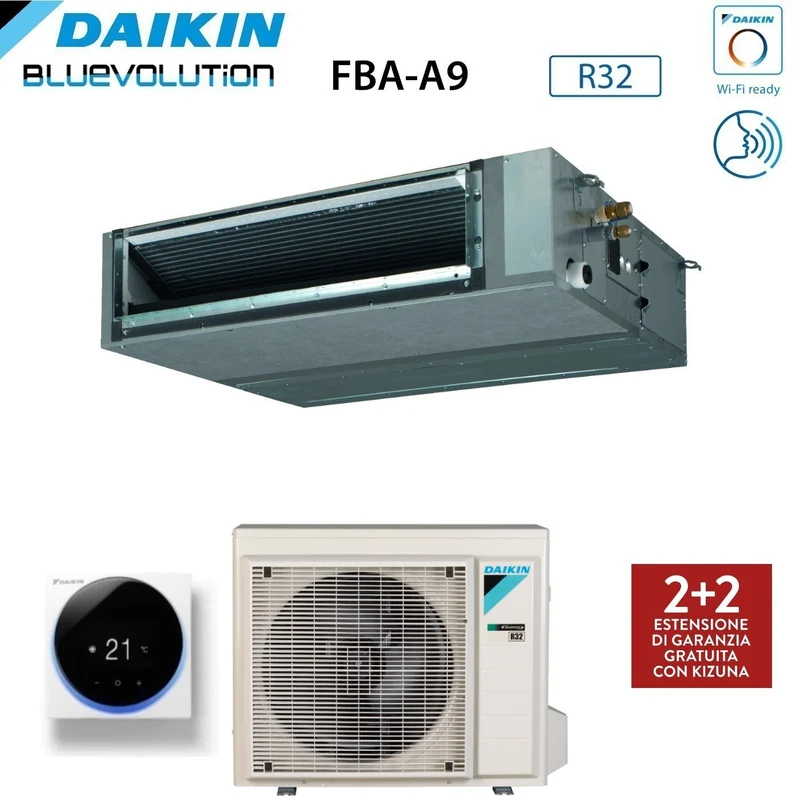 Climatiseur gainable Daikin Bluevolution, puissance moyenne 18 000 BTU, FBA50A, monophasé, R-32, Wi-Fi en option - Garantie italienne