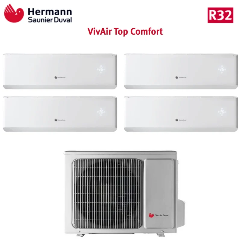 Climatiseur Hermann Saunier Duval Quadri Split Inverter série TOP COMFORT 7+7+7+7 avec SDH20-080MC4NO R-32 7000+7000+7000+7000