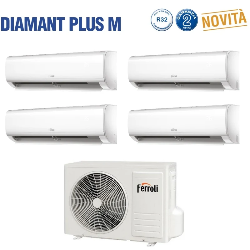 Climatiseur quadri-split inverter Ferroli DIAMANT PLUS série M 7+9+12+12 avec 28-4 R-32 et Wi-Fi intégré 7000+9000+12000+12000 - Neuf
