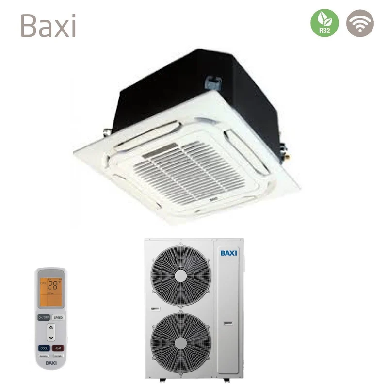 Climatiseur cassette Baxi Inverter 60 000 BTU RZGBK160 triphasé R-32 avec Wi-Fi en option, télécommande et panneau de commande inclus - Neuf