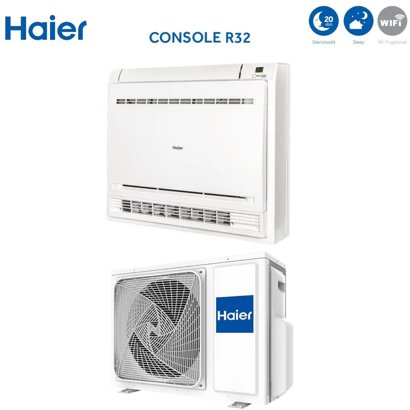 Climatiseur console sur pied Haier AF25S2SD1FA 9000 BTU à inverseur, fonctionnant au R-32, avec Wi-Fi et télécommande inclus - Neuf
