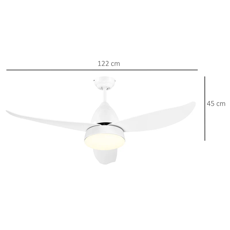 Easycomfort Ventilatore da Soffitto con Luce LED e Telecomando Incluso, 6 Velocità, ?122x45cm