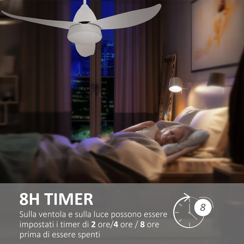 Easycomfort Ventilatore da Soffitto con Luce LED e Telecomando Incluso, 6 Velocità, ?122x45cm