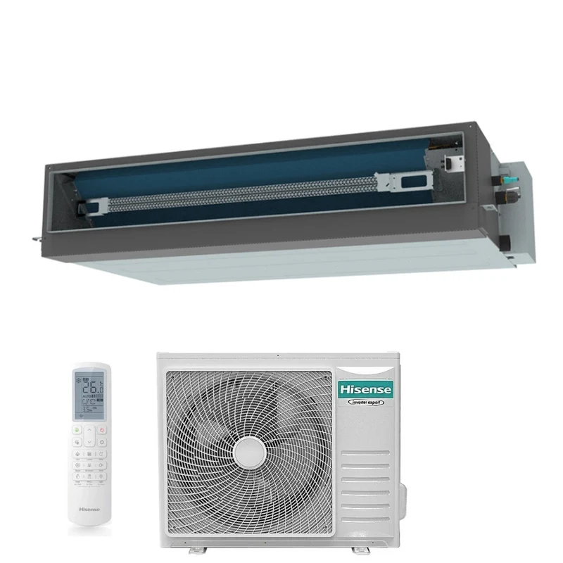Climatiseur gainable Hisense Inverter série TURBO 24 000 BTU AUD71UX4RFM8 + AUW71U4RK8 R-32 Wi-Fi en option Classe énergétique A++/A++ Télécommande incluse