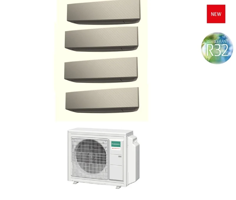 Climatiseur split inverter General Fujitsu KETA Silver 7+7+7+7 BTU avec AOHG30KBTA4 R-32 7000+7000+7000+7000, Wi-Fi en option - Neuf