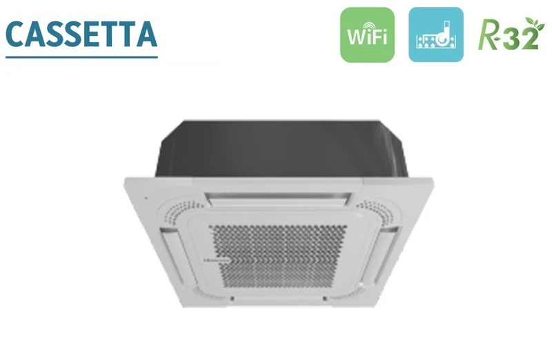 Climatiseur cassette Hisense 9000 BTU ACT26UR4RCA4 R-32 avec Wi-Fi, télécommande et panneau de commande en option.
