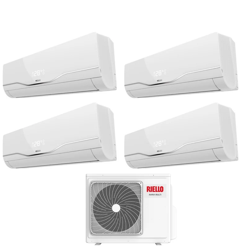 Climatiseur quadri-split inverter Riello série Aaria Plus 7+7+7+12 avec Aaria Multi 485 P R-32 Wi-Fi en option 7000+7000+7000+12000