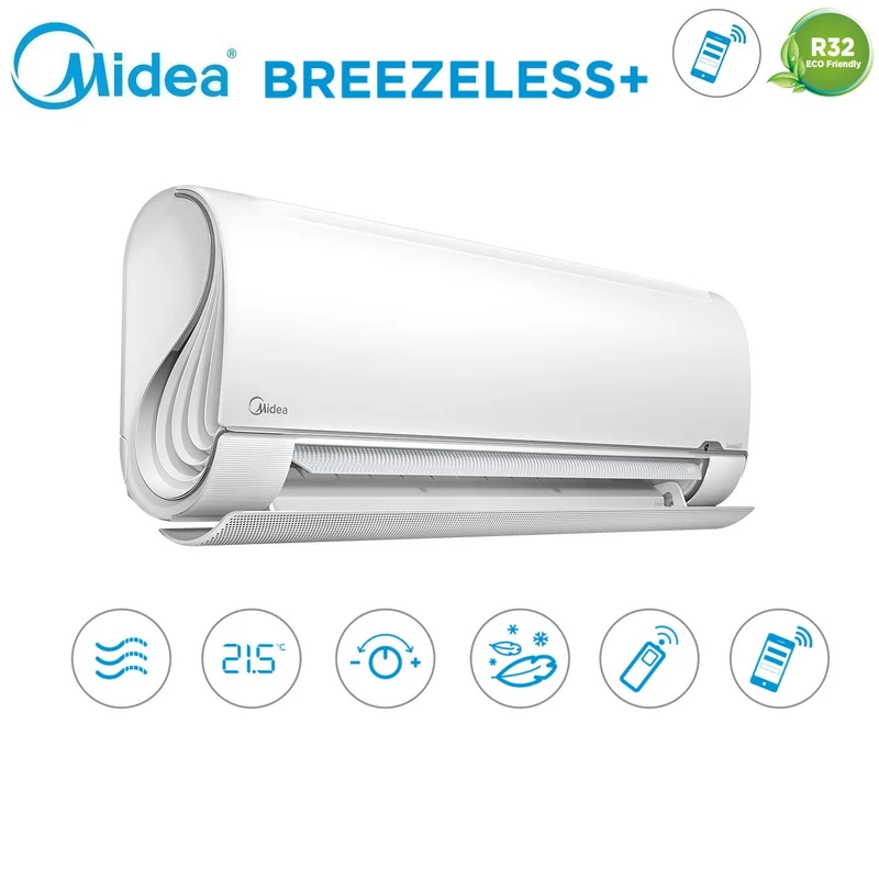 Climatiseur quadri-split Midea BreezeleSS+ 9+9+9+9 Inverter quadruple avec M4OE-28HFN8-Q R-32 et Wi-Fi intégré 9000+9000+9000+9000 - Neuf