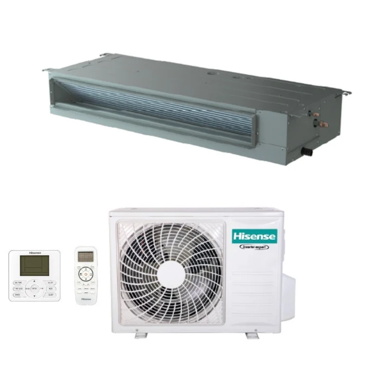 Climatiseur gainable Hisense Inverter 18 000 BTU ADT52UX4RCL4 R-32 avec Wi-Fi en option, télécommande standard et filaire - Neuf