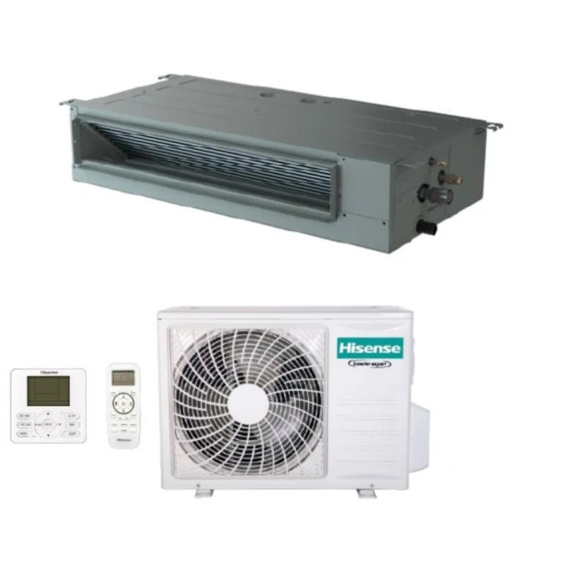Climatiseur gainable Hisense Inverter 12 000 BTU ADT35UX4RBL4 R-32 avec Wi-Fi en option, télécommande standard et filaire - Neuf
