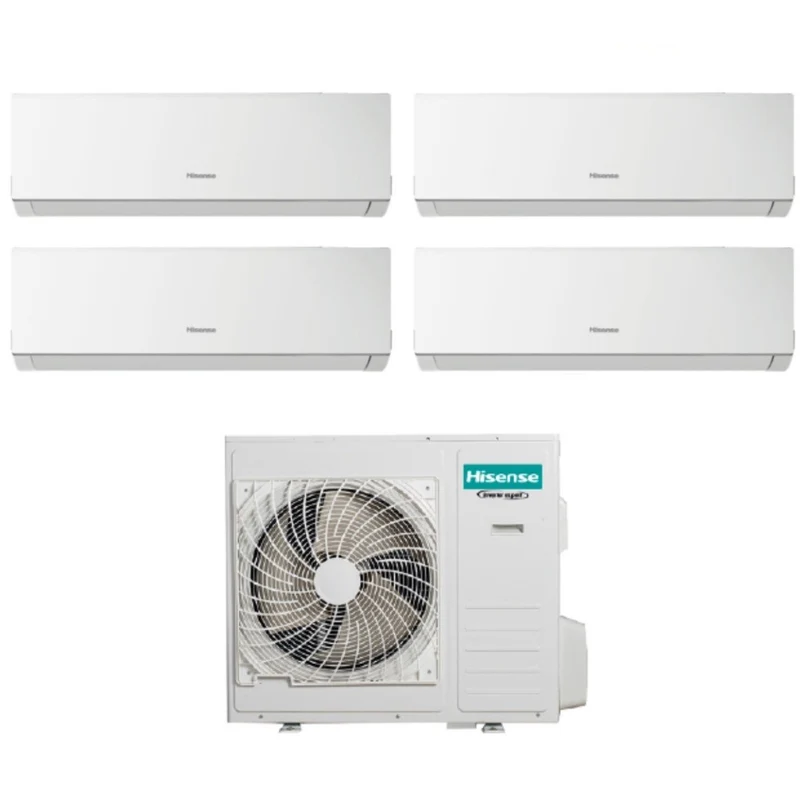 Climatiseur Hisense Quadri Split Inverter NOUVELLE série CONFORT 7+7+7+12 avec 4AMW81U4RAA R-32 Wi-Fi en option 7000+7000+7000+12000