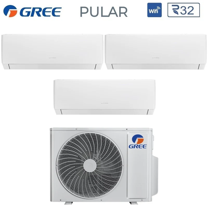 Climatiseur Gree Quadri Split Inverter PULAR Series 7+7+7+9 avec GWHD(28)NK6OO R-32 et Wi-Fi intégré 7000+7000+7000+9000