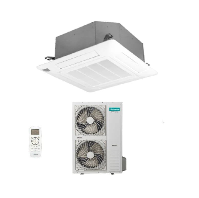Climatiseur cassette Hisense AUC140UR4RHB4 48 000 BTU, triphasé R-32, Wi-Fi en option, télécommande et panneau de commande inclus - Neuf