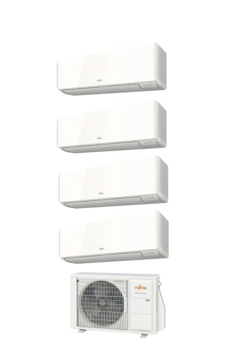 Climatiseur quadri-split inverter Fujitsu série KM 9+9+9+12 avec AOYG30KBTA4 R-32 Wi-Fi en option 9000+9000+9000+12000 - Neuf