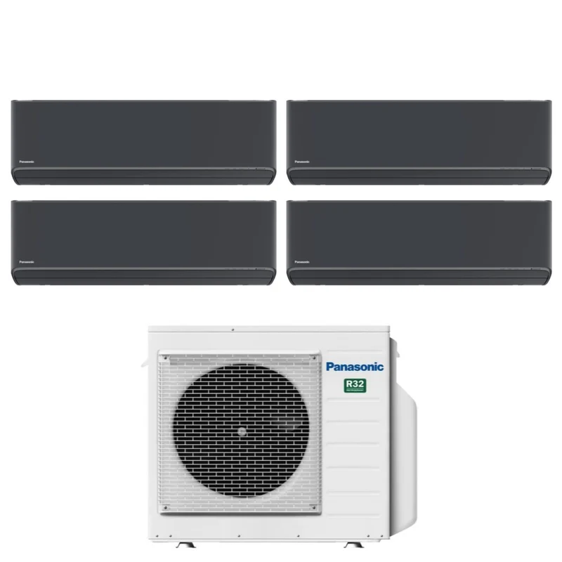 Climatiseur quadri-split inverter Panasonic Etherea Dark Series 7+7+7+7 avec CU-4Z68TBE R-32, Wi-Fi intégré, couleur gris graphite 7000+7000+7000+7000