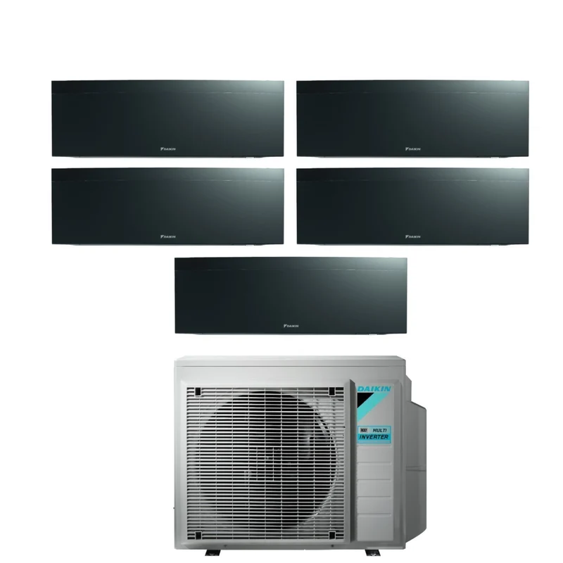 Climatiseur penta-split inverter Daikin Bluevolution Penta EMURA BLACK III série 9+9+9+9+9 avec 5MXM90N R-32, Wi-Fi intégré, couleur noire, garantie italienne.