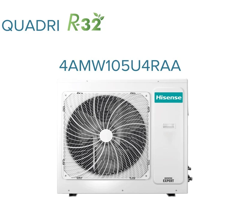 Climatiseur quadri-split inverter Hisense série ENERGY 9+9+12+12 avec 4AMW105U4RAA R-32 Wi-Fi intégré 9000+9000+12000+12000