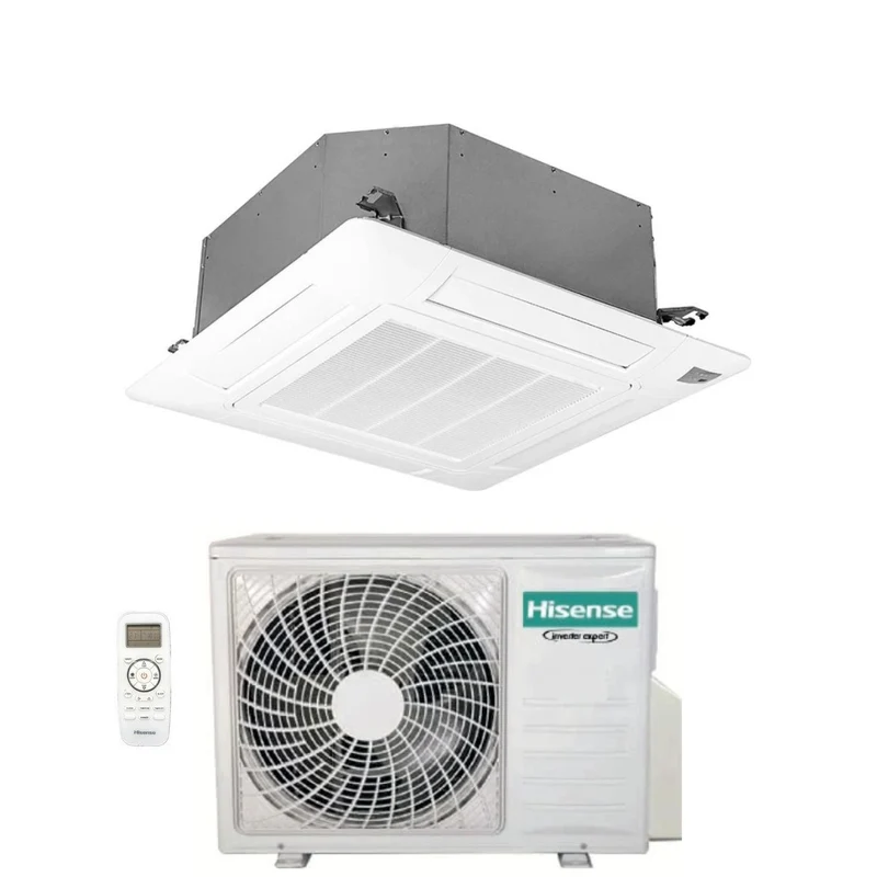 CLIMATISATION Climatiseur cassette Hisense 12 000 BTU ACT35UR4RCC8 + AUW35U4RS4 R-32 Wi-Fi en option, télécommande et panneau inclus